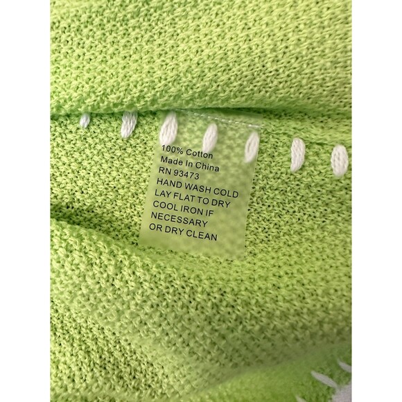 NEW Pure Amici Womens Medium Blanket Stitch Sweater Eyelet Sleeve Kiwi Green USA - Picture 6 of 7